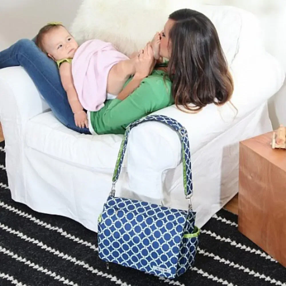 Ju-Ju-Be Diaper Bag Better Be in Royal Envy Blue White Multi Pocket Adjustable